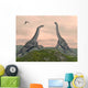 Two Brachiosaurus Dinosaurs Fighting Wall Decal