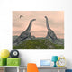 Two Brachiosaurus Dinosaurs Fighting Wall Decal