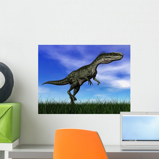 Monolophosaurus Dinosaur Walking Grass Wall Decal