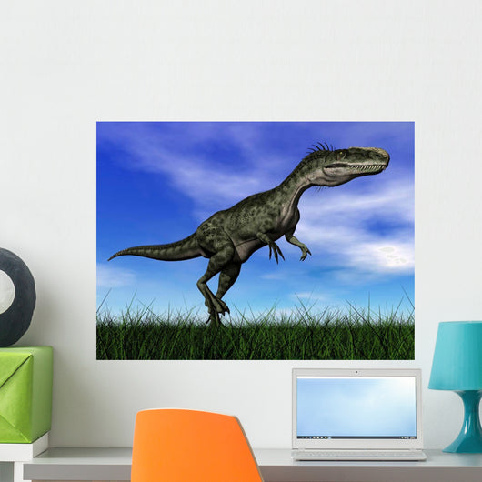 Monolophosaurus Dinosaur Walking Grass Wall Decal