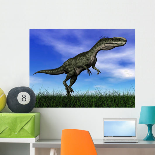 Monolophosaurus Dinosaur Walking Grass Wall Decal