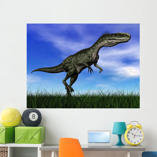 Monolophosaurus Dinosaur Walking Grass Wall Decal