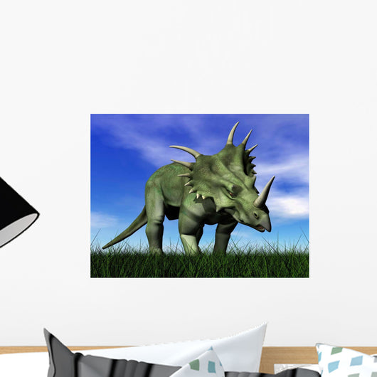 Styracosaurus Dinosaur Walking Grass Wall Decal