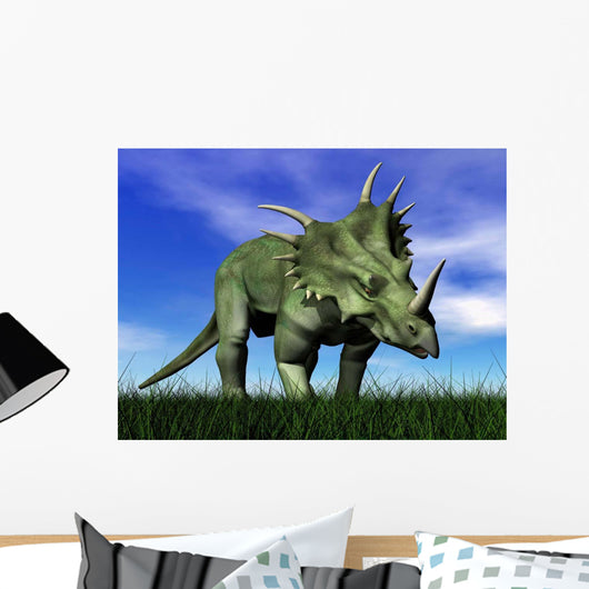 Styracosaurus Dinosaur Walking Grass Wall Decal