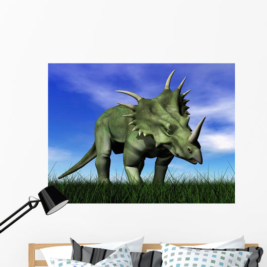 Styracosaurus Dinosaur Walking Grass Wall Decal