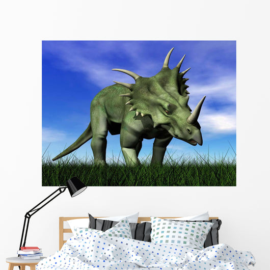 Styracosaurus Dinosaur Walking Grass Wall Decal