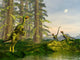 Caudipteryx Watching Dilong Dinosaurs Wall Decal