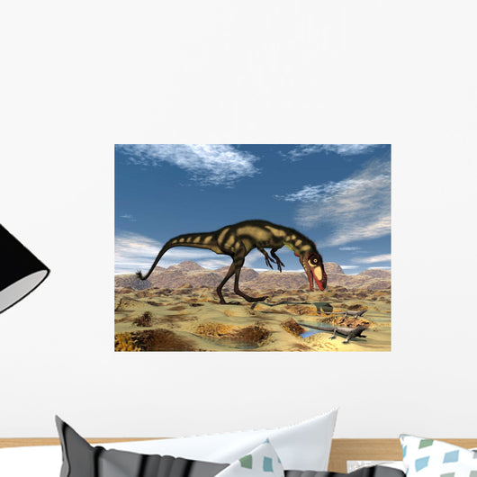 Dilong Dinosaur Hunting Small Wall Decal