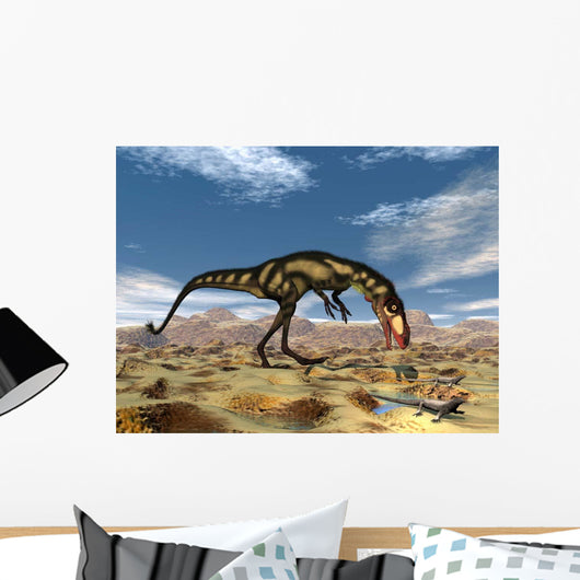 Dilong Dinosaur Hunting Small Wall Decal