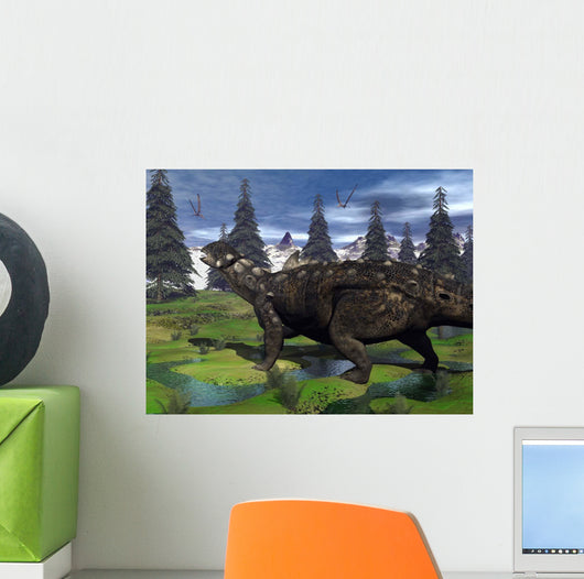 Euoplocephalus Dinosaur Walking Mountain Wall Decal