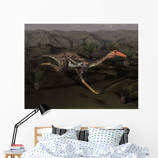 Mononykus Dinosaur Running Night Wall Decal