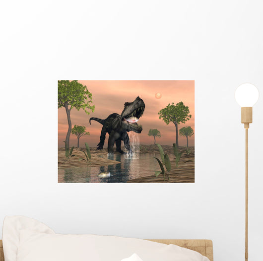 Prestosuchus Dinosaur Catches Fish Wall Decal