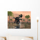 Prestosuchus Dinosaur Catches Fish Wall Decal
