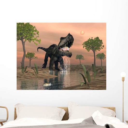 Prestosuchus Dinosaur Catches Fish Wall Decal