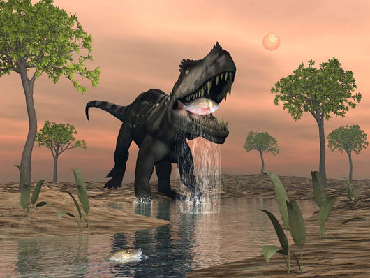 Prestosuchus Dinosaur Catches Fish Wall Decal