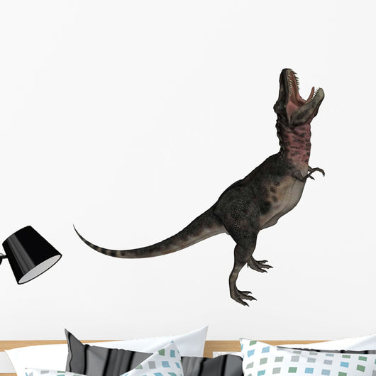 Tarbosaurus Dinosaur Roaring White Wall Decal Design 1