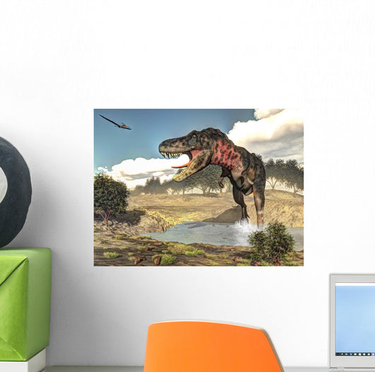 Tarbosaurus Running through Steam Wall Decal
