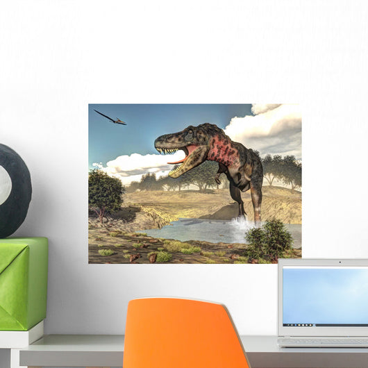 Tarbosaurus Running through Steam Wall Decal