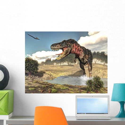 Tarbosaurus Running through Steam Wall Decal