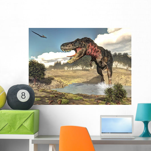 Tarbosaurus Running through Steam Wall Decal
