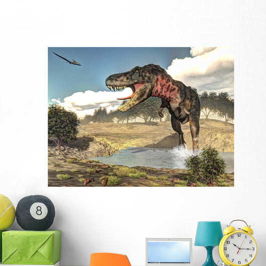 Tarbosaurus Running through Steam Wall Decal