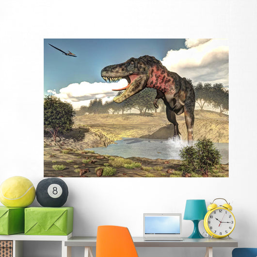 Tarbosaurus Running through Steam Wall Decal