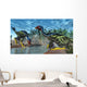 Two Caudipteryx Dinosaurs Drinking Wall Decal