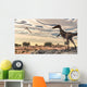 Velociraptor Dinosaur Observing Pteranodon Wall Decal