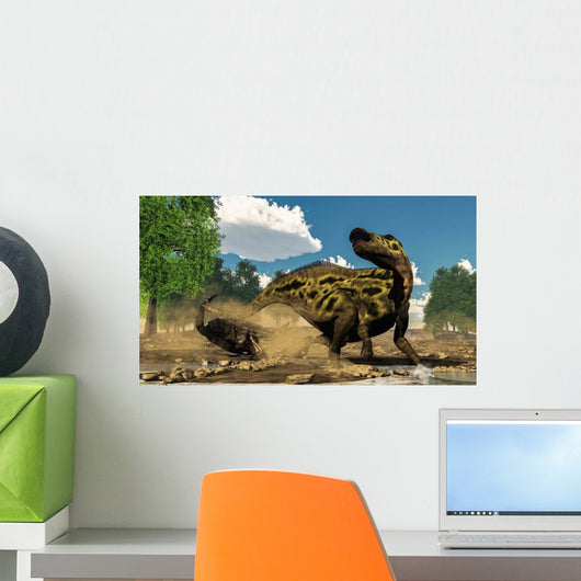 Shantungosaurus Dinosaur Defending Itself Wall Decal