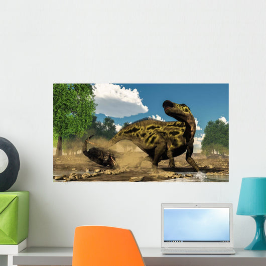Shantungosaurus Dinosaur Defending Itself Wall Decal