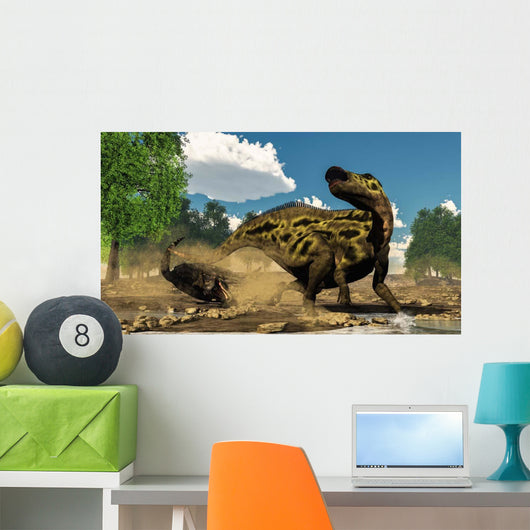Shantungosaurus Dinosaur Defending Itself Wall Decal