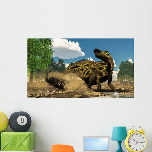 Shantungosaurus Dinosaur Defending Itself Wall Decal