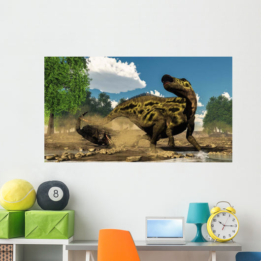 Shantungosaurus Dinosaur Defending Itself Wall Decal