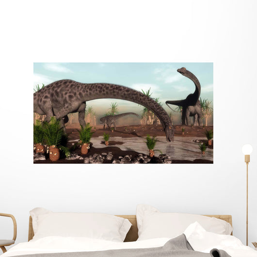 Diplodocus Dinosaurs Grazing near Wall Decal