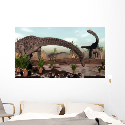Diplodocus Dinosaurs Grazing near Wall Decal