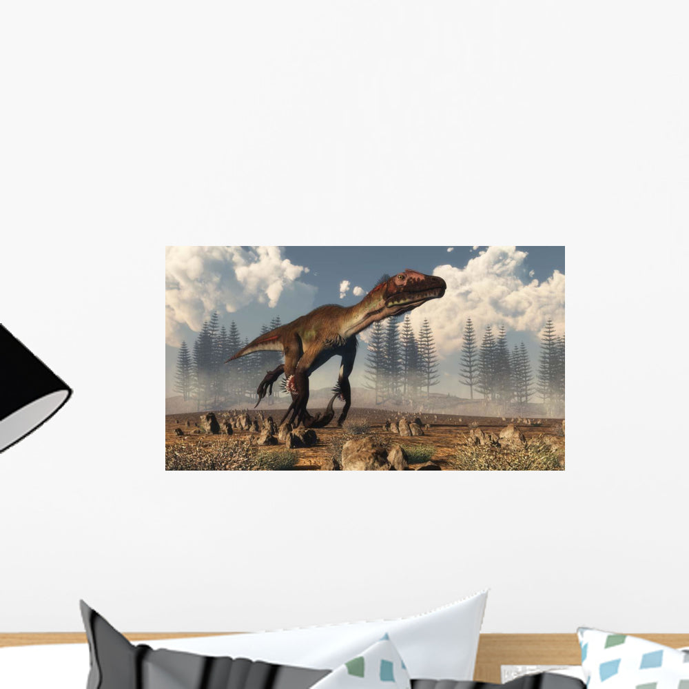 Utahraptor Dinosaur Running Desert Wall Decal - WallMonkeys.com ...