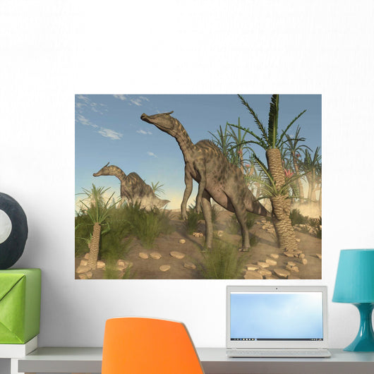Two Saurolophus Dinosaurs Walking Wall Decal