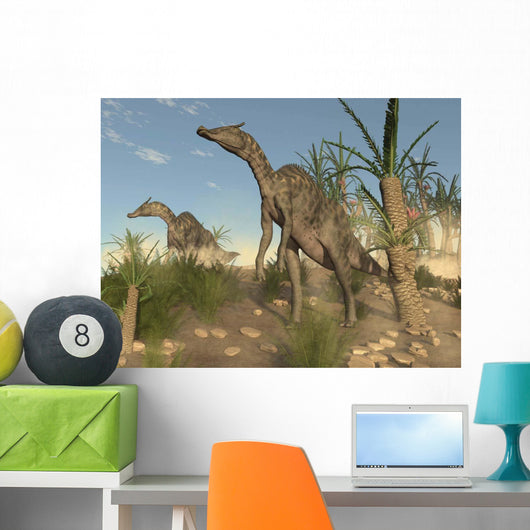 Two Saurolophus Dinosaurs Walking Wall Decal