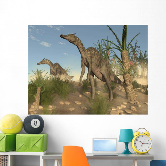 Two Saurolophus Dinosaurs Walking Wall Decal