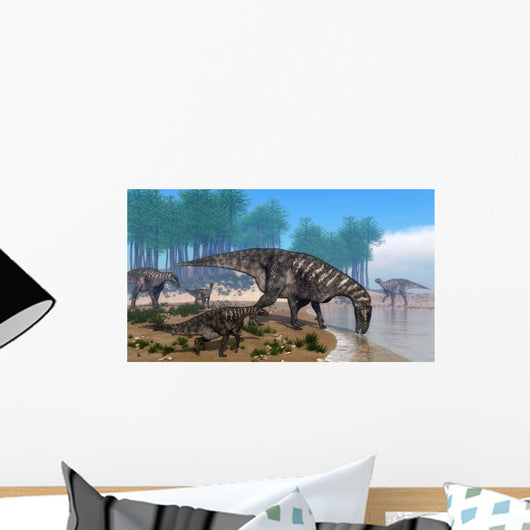 Iguanodon Dinosaurs Herd Shoreline Wall Decal