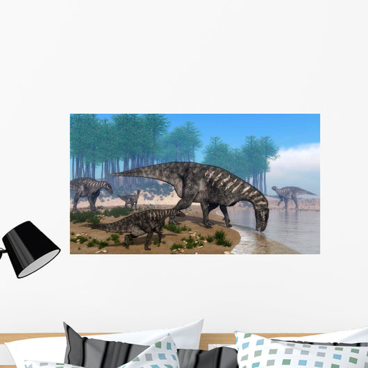 Iguanodon Dinosaurs Herd Shoreline Wall Decal