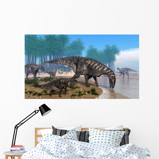 Iguanodon Dinosaurs Herd Shoreline Wall Decal
