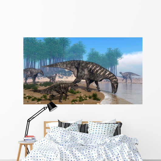 Iguanodon Dinosaurs Herd Shoreline Wall Decal