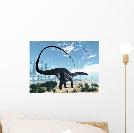 Apatosaurus Dinosaur Walking Desert Wall Decal Design 1