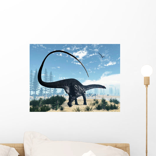 Apatosaurus Dinosaur Walking Desert Wall Decal Design 1