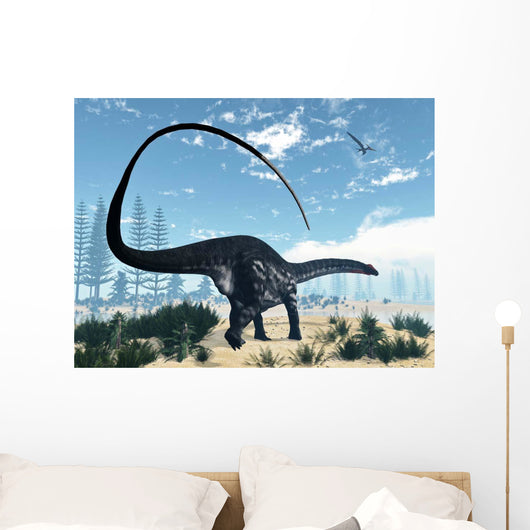 Apatosaurus Dinosaur Walking Desert Wall Decal Design 1