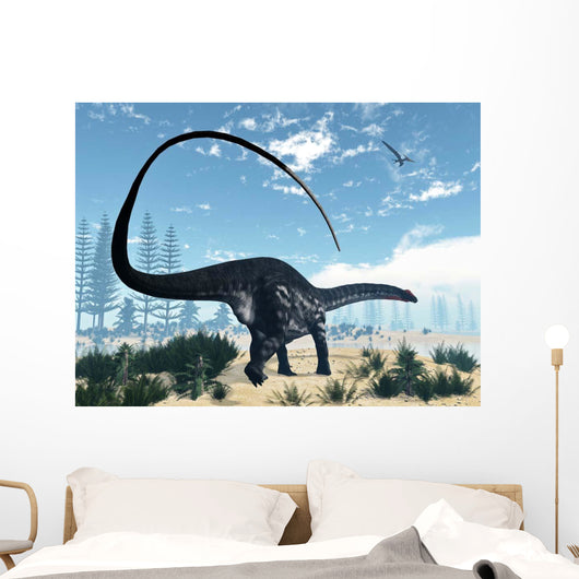 Apatosaurus Dinosaur Walking Desert Wall Decal Design 1