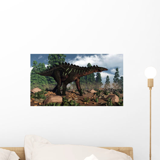 Miragaia Dinosaur Walking near Wall Decal