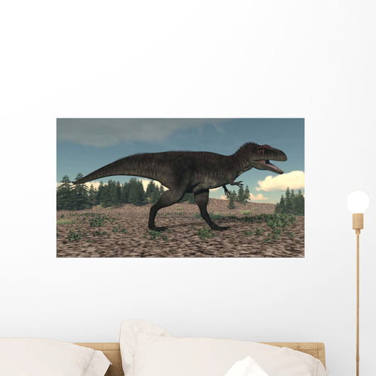 Tyrannotitan Walking Prehistoric Landscape Wall Decal