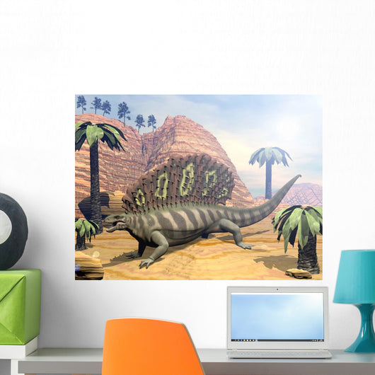 Edaphosaurus Dinosaur Walking Desert Wall Decal
